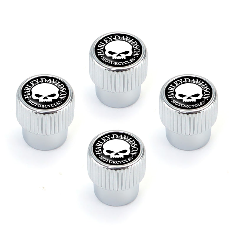 Silver Metal Tire Valve Caps Fit For Harley Davidson Skull Models Set of 5pcs