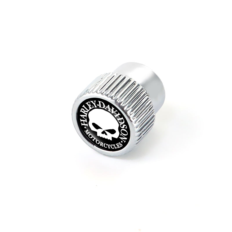 Silver Metal Tire Valve Caps Fit For Harley Davidson Skull Models Set of 5pcs
