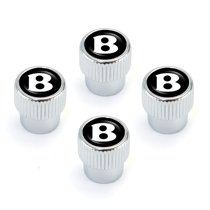 Silver Metal Tire Valve Caps Fit For Bentley Models Set of 5pcs