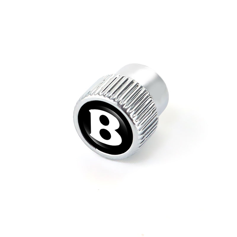 Silver Metal Tire Valve Caps Fit For Bentley Models Set of 5pcs