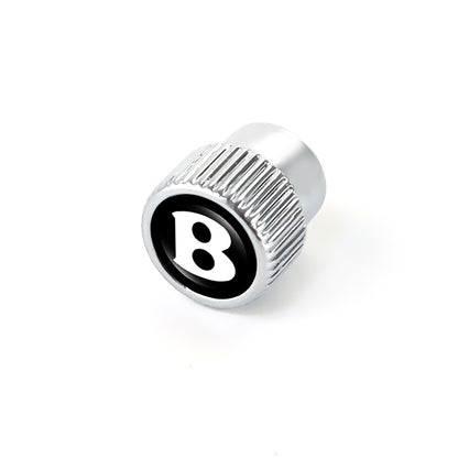 Silver Metal Tire Valve Caps Fit For Bentley Models Set of 5pcs